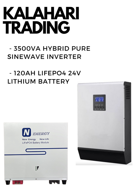 3.5KVA 24V Hybrid Inverter + 120AH 24V Lithium Battery